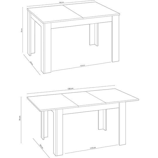 Mesa de sala de jantar extensível, mesa de sala de estar ou cozinha, acabamento em cor branca Artik, modelo Kendra, medidas: 140 - 190 cm (comprimento) x 90 cm (largura) x 78 cm (a...