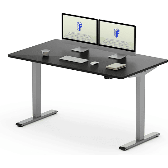 Mesa de pé com placa (bordo, 100 x 60 x 1,6 cm), Standing Desk, secretária elétrica computador mesa Gaming ajustável em altura com chave de 2 botões inteligente