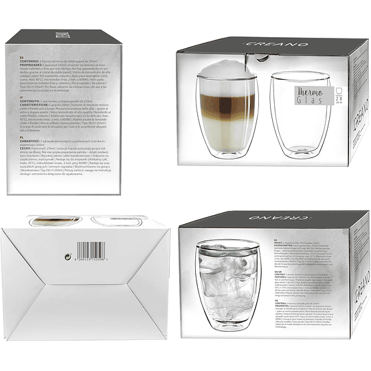 Canecas de cappuccino de parede dupla 250 ml DG-Hoch, copo térmico grande de parede dupla de vidro borosilicato, copos de café, chá, latte macchiato 03: 6 x 250 ml 6 peças (emb...