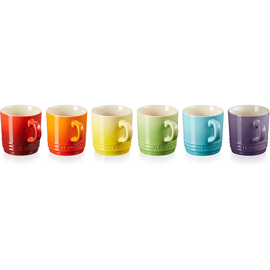 Conjunto de 6 chávenas de cappuccino esmaltadas de grés esmaltado, arco-íris de 200 ml