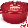 Panela de ferro fundido - antiaderente caçarola holandesa de esmalte com tampa - Ø 24 cm redonda caçarola holandesa para cozinhas de indução - rosa