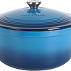 Caçarola de ferro fundido azul 6 litros - panela de ferro fundido compatível com indução e todas as fontes de calor. Ensopado versátil - caldeirão diâmetro 28 cm