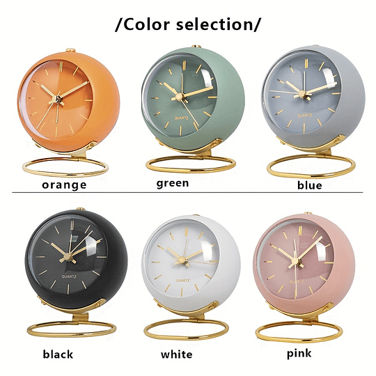 Relógio Despertador Elegante de Quartzo em Cores de Macaron - Silencioso, Relógio de Mesa com Moldura de Metal para Decoração de Casa e Escritório