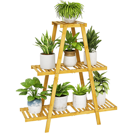 Suporte para plantas de 3 pisos em madeira castanho, estante decorativa para plantas, suporte de plantas interior e exterior, estante de madeira para sala de estar, jardim...