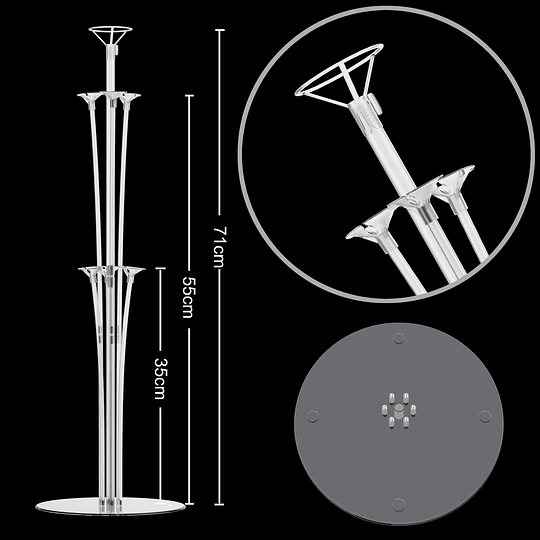 Conjunto de suporte de mesa para balões com 71 cm altura para decoração de festas de aniversário, casamentos e Natal