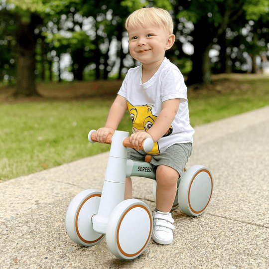 Bicicleta infantil a partir de 1 ano, brinquedo para crianças de 12 a 24 meses, primeira bicicleta sem pedal com 4 rodas, presente de aniversário