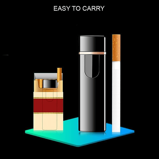 Isqueiro eletrónico recarregável por USB, resistente ao vento, sem chama, com sensor LED de impressão digital, aceso bidirecional