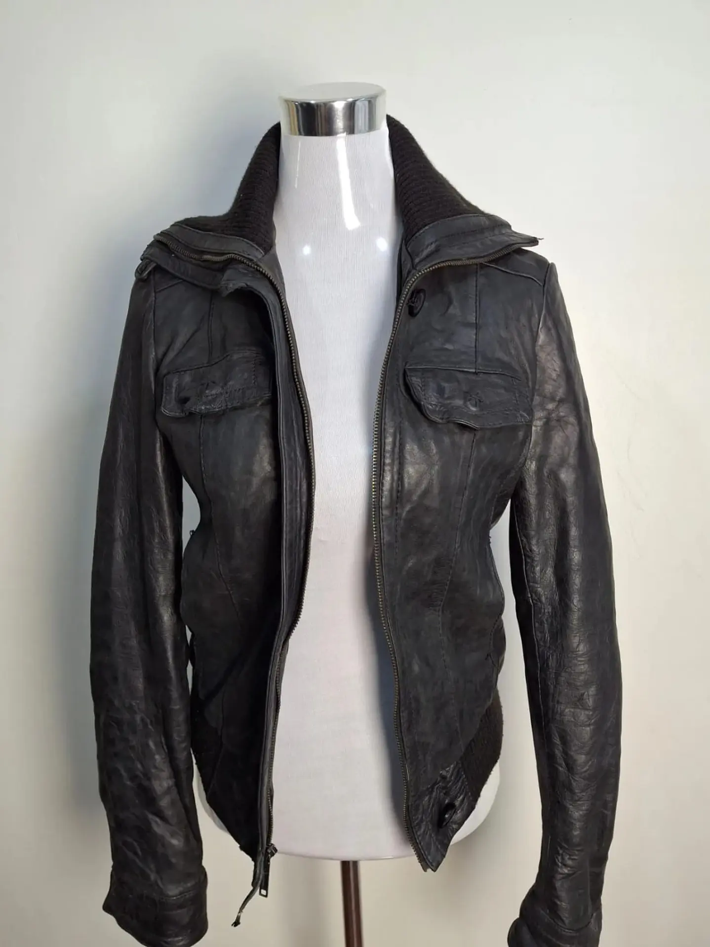 Chaqueta cuero Biker Stradivarius TALLA S C05 3
