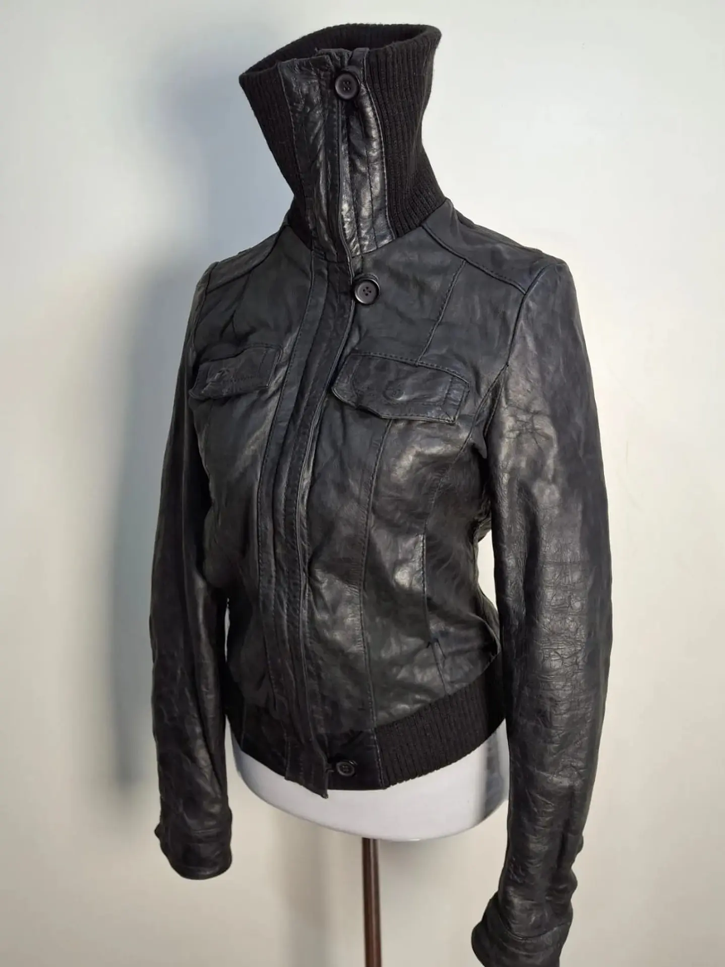 Chaqueta cuero Biker Stradivarius TALLA S C05 2