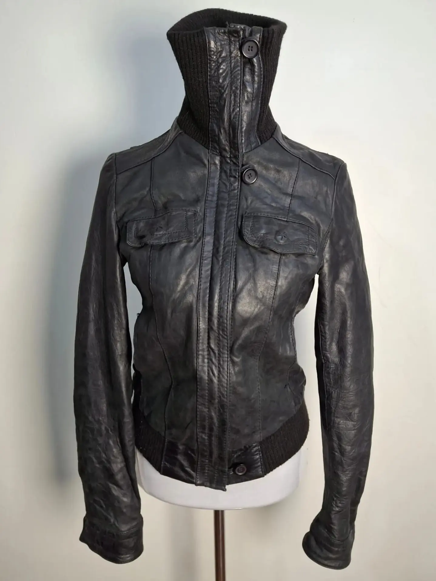 Chaqueta cuero Biker Stradivarius TALLA S C05 1