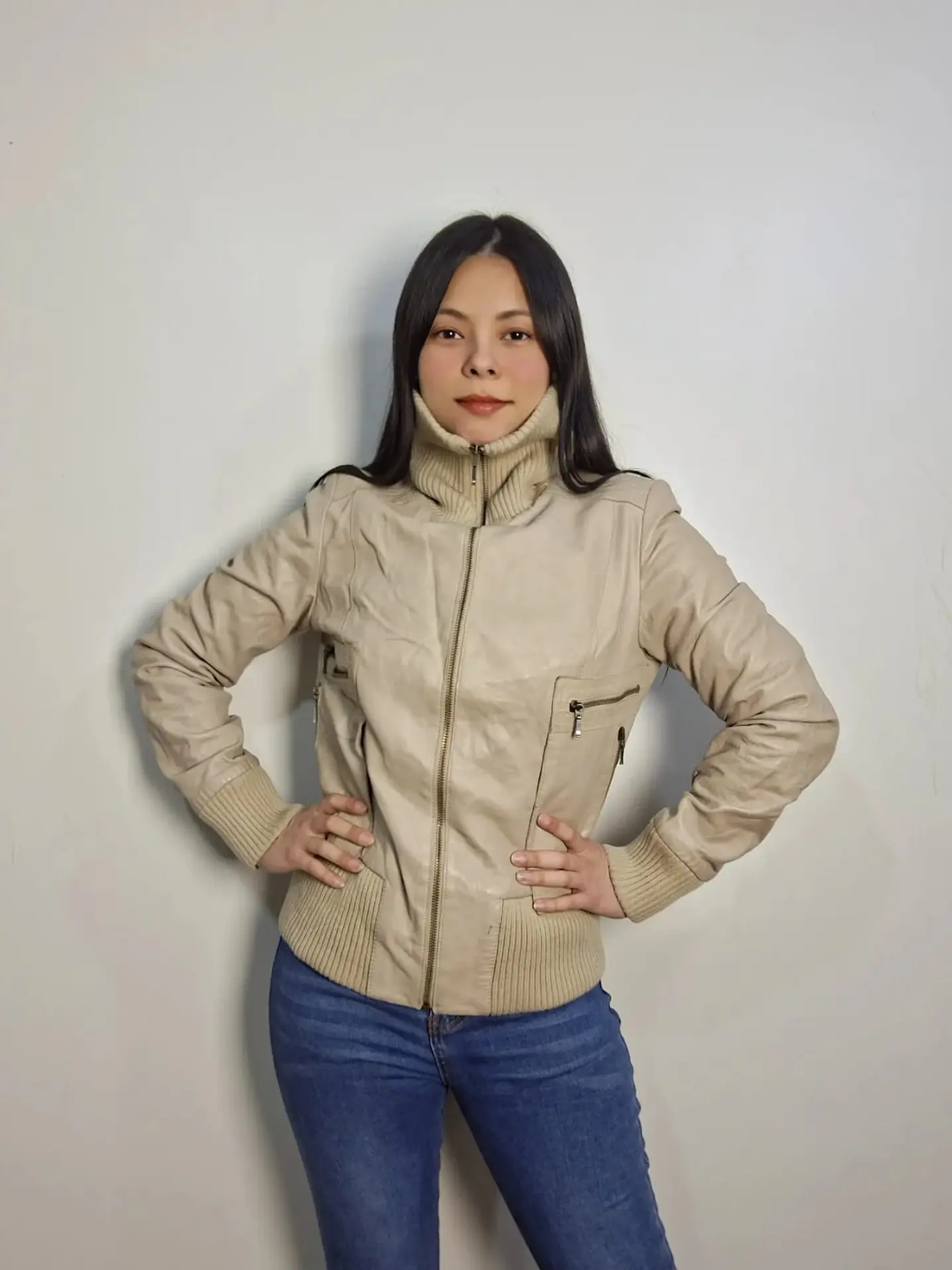 Chaqueta cuero biker Stradivarius TALLA S C07 3