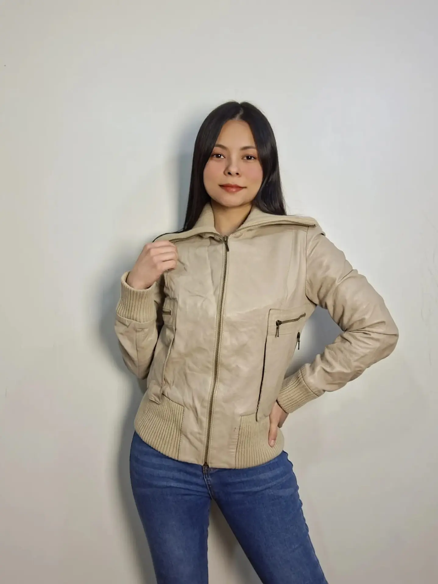 Chaqueta cuero biker Stradivarius TALLA S C07 2