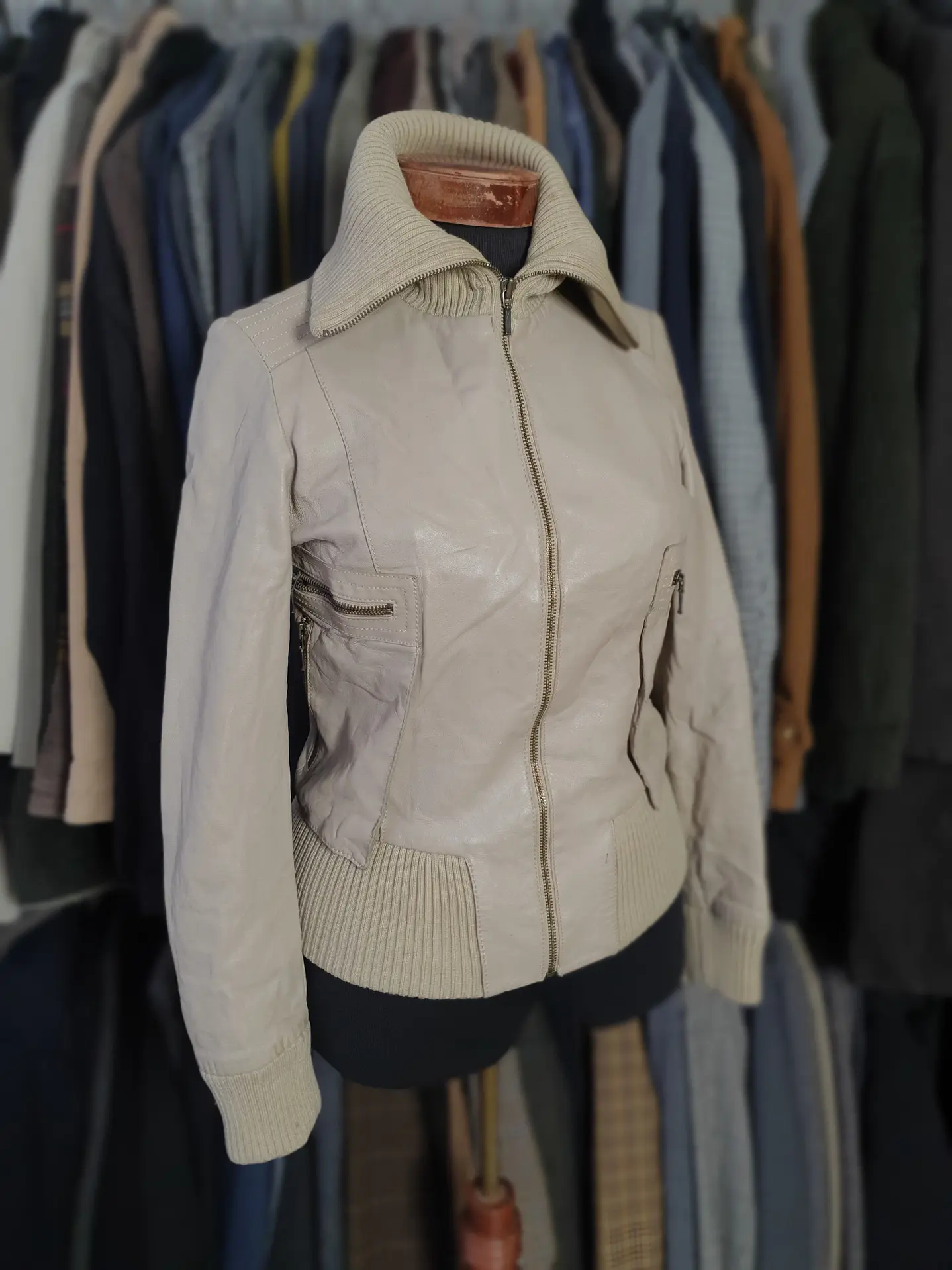 Chaqueta cuero biker Stradivarius TALLA S C07 1