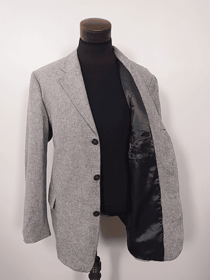 Vestón 80% Lana Gris Jaspeado · Edición Vintage Camel · Talla XL 