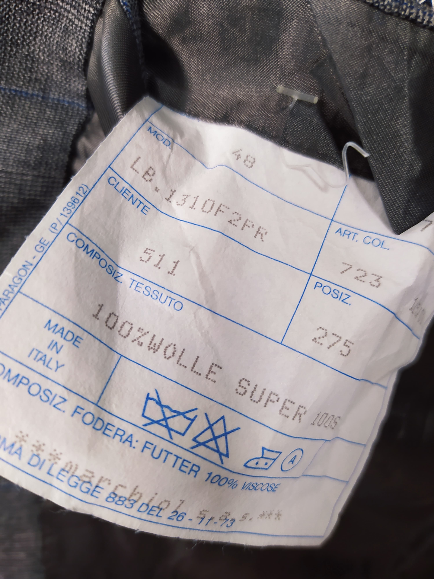 Chaqueta  pura lana virgen hombre vestón cruzado Marchiol TALLA ML  5