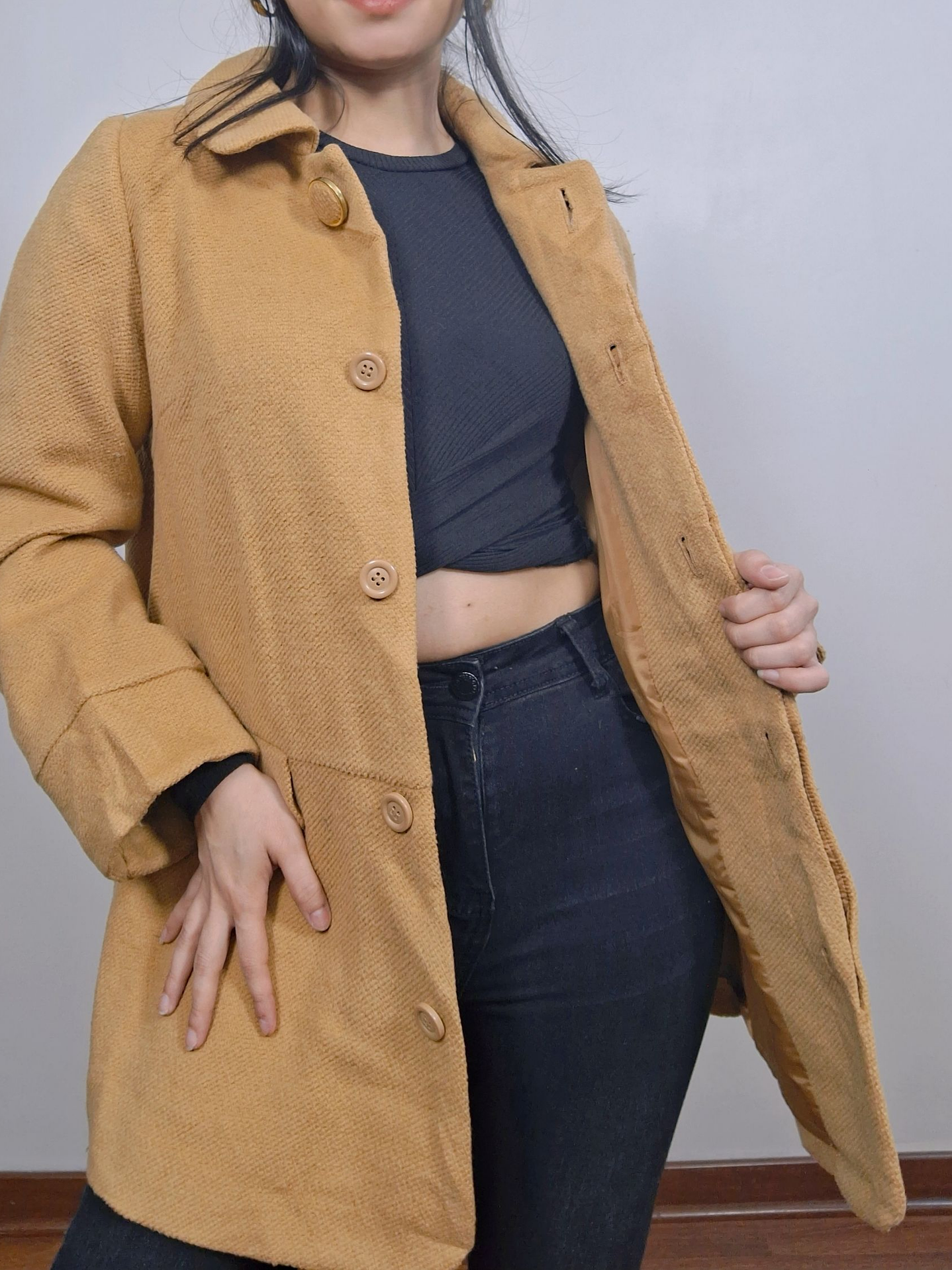 Abrigo mujer lana Favori camel Talla SM - MM32 2