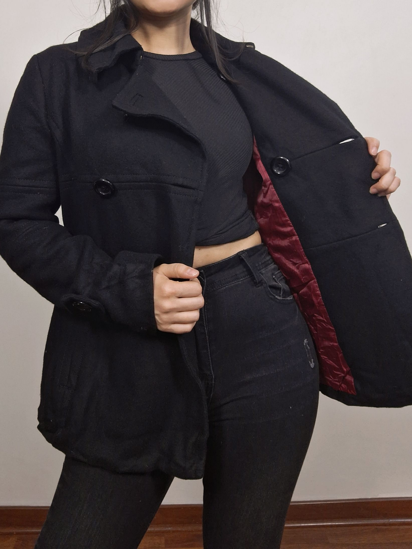 Abrigo mujer marinero pura lana AT negro Talla S nuevo - MM37 2