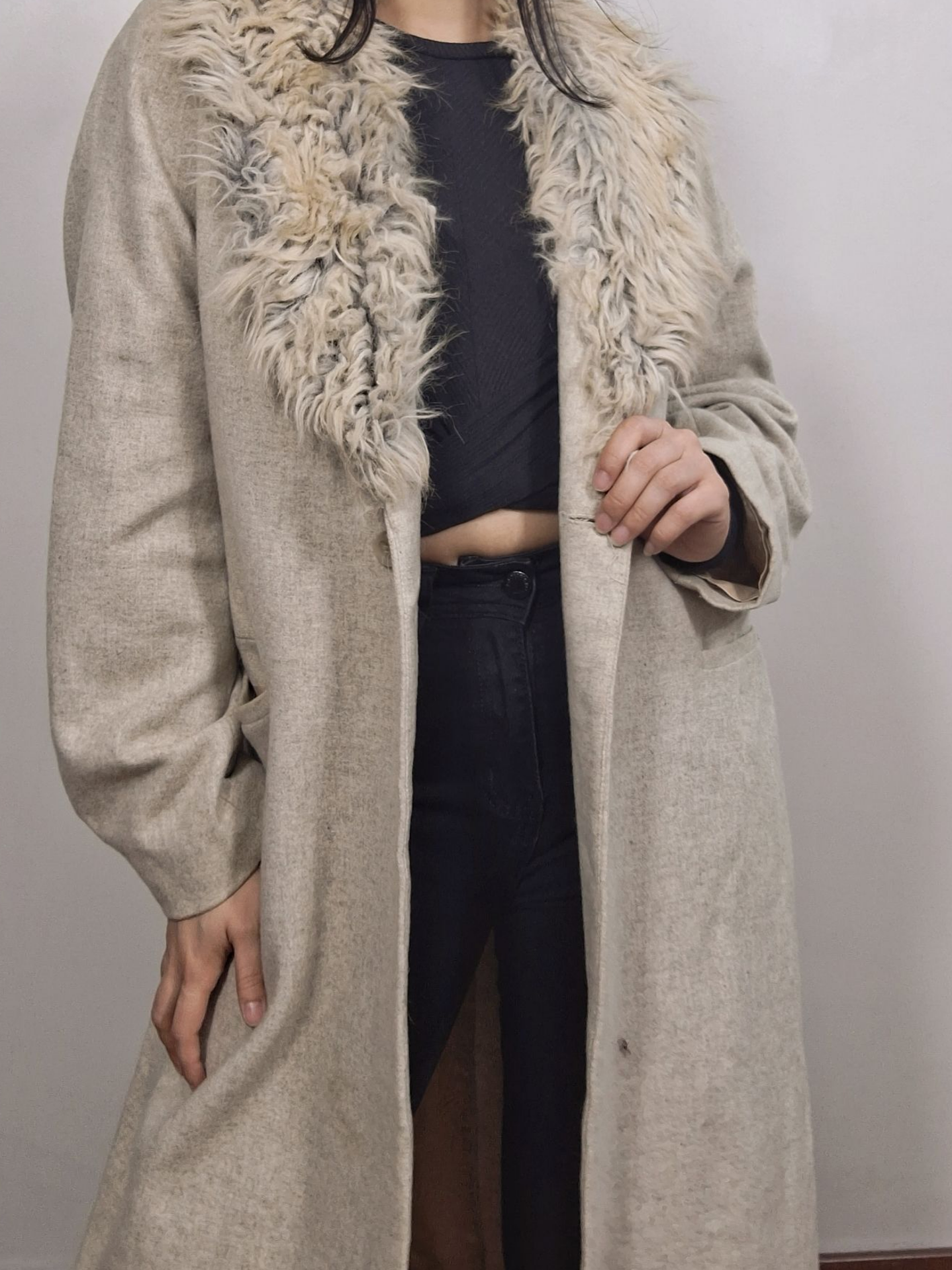 Abrigo largo mujer ZARA beige Talla M - MM43 4