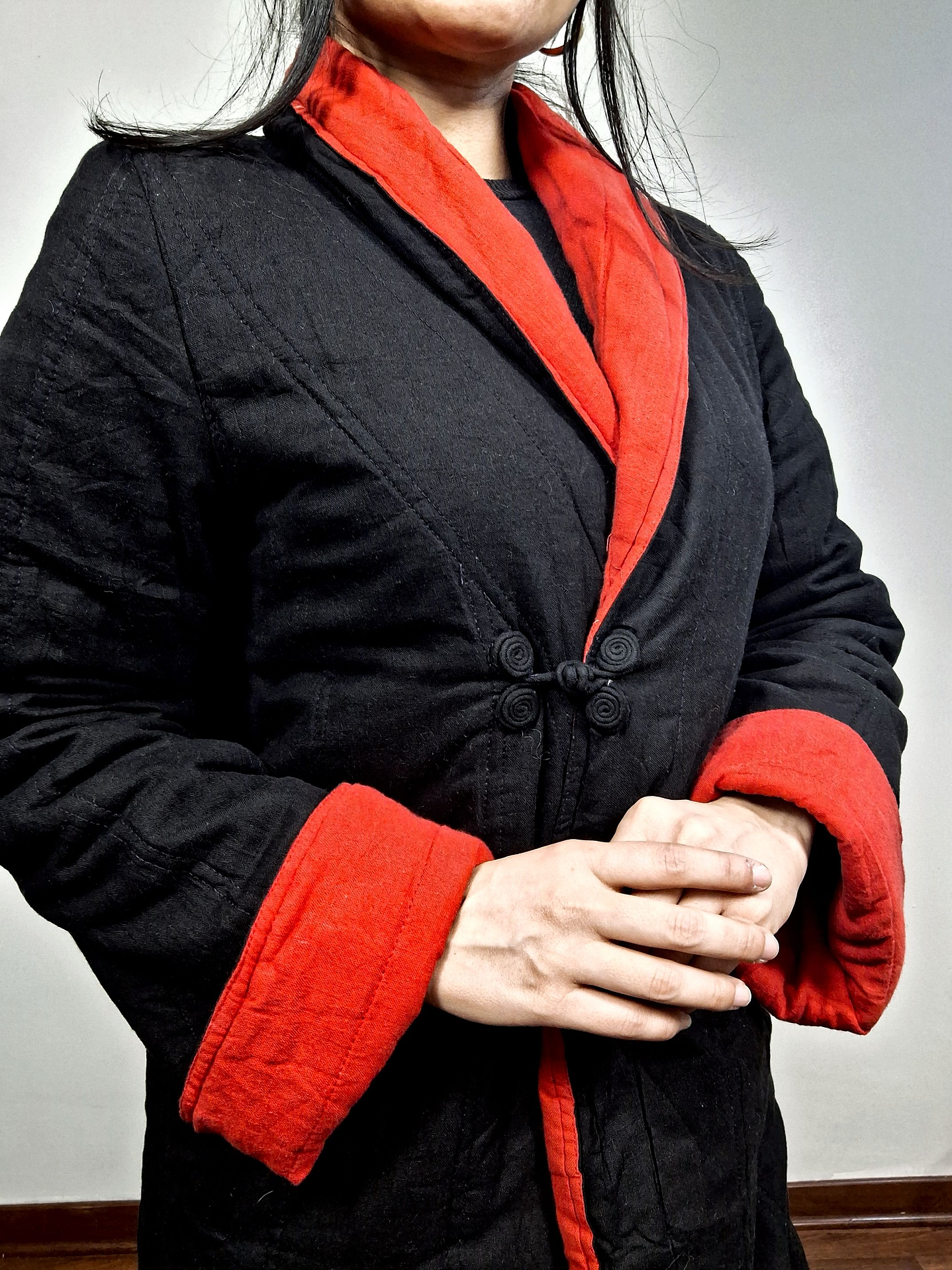 Abrigo mujer reversible negro rojo  2 en 1 Talla SM - MM41 5