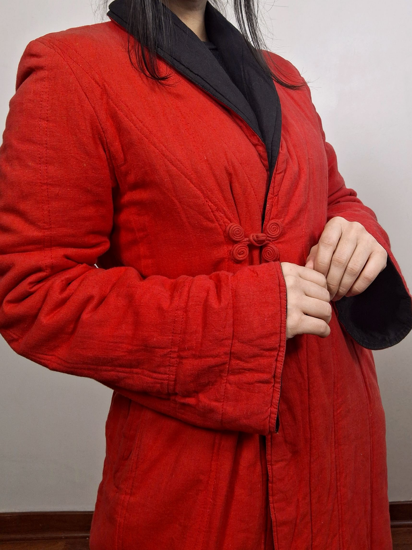 Abrigo mujer reversible negro rojo  2 en 1 Talla SM - MM41 2