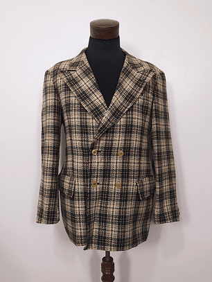 Blazer lana grueso hombre Diseño Vintage Crema Verde Talla L Slim Fit 