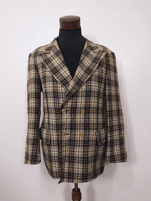 Blazer lana grueso hombre Diseño Vintage Crema Verde Talla L Slim Fit 