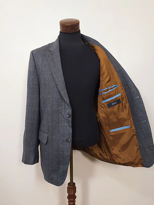Blazer Chaqueta 100% Lana Tweed Digel Plomo Talla L 