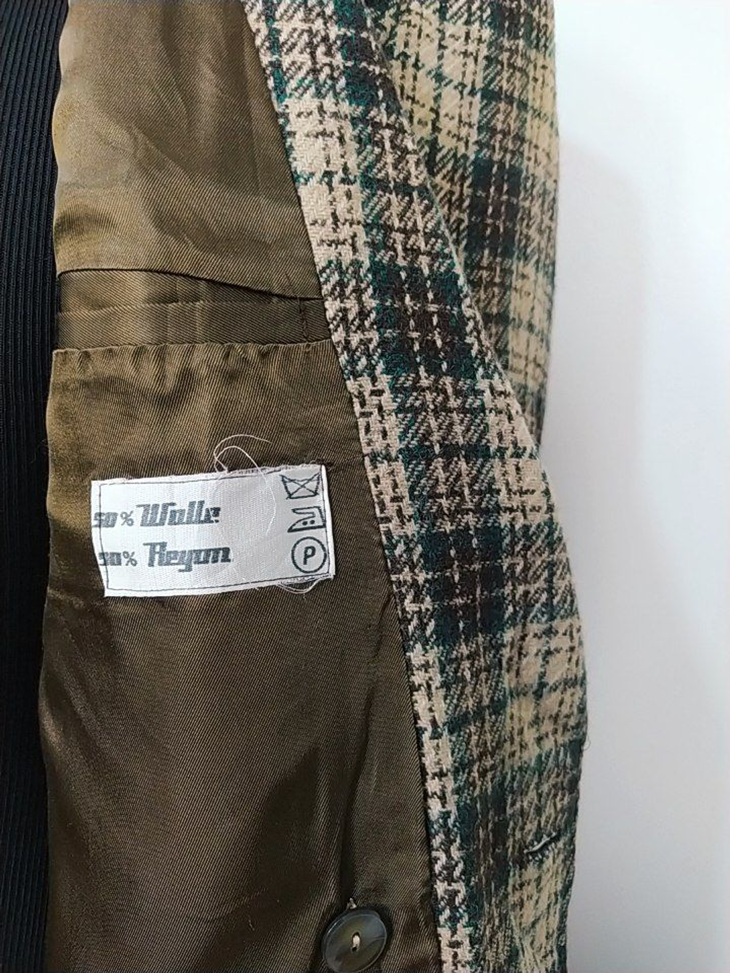 Blazer lana grueso hombre Diseño Vintage Crema Verde Talla L Slim Fit  6