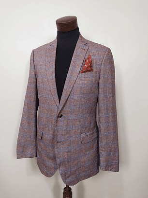 Blazer Andrew James en mezcla de lana y lino – Patrón escocés premium tonos tierra y azul | Talla M