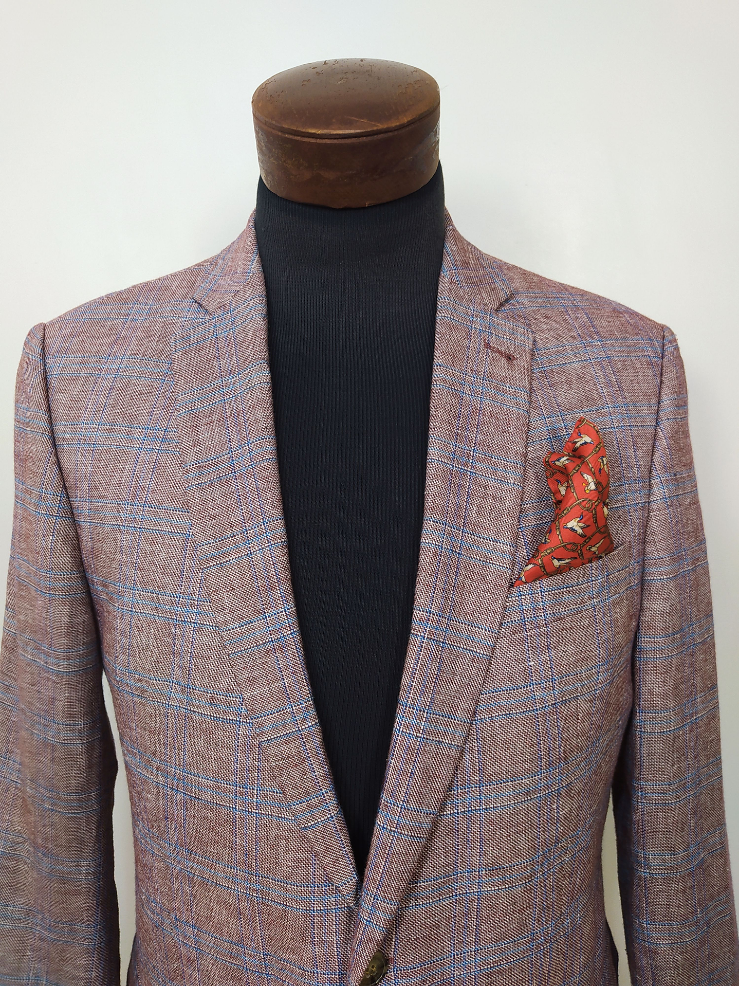 Blazer Andrew James en mezcla de lana y lino – Patrón escocés premium tonos tierra y azul | Talla M 4