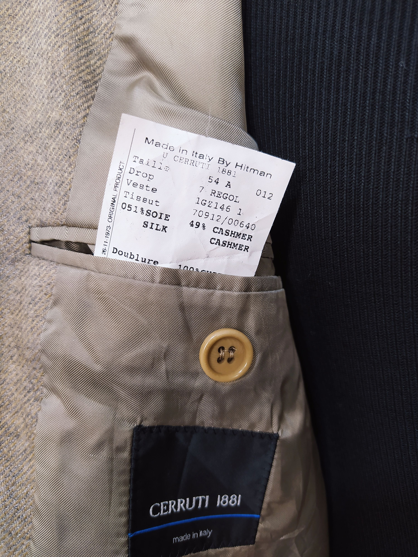 Blazer cashmere y seda hombre Cerruti Italia Café Claro Talla XL  5