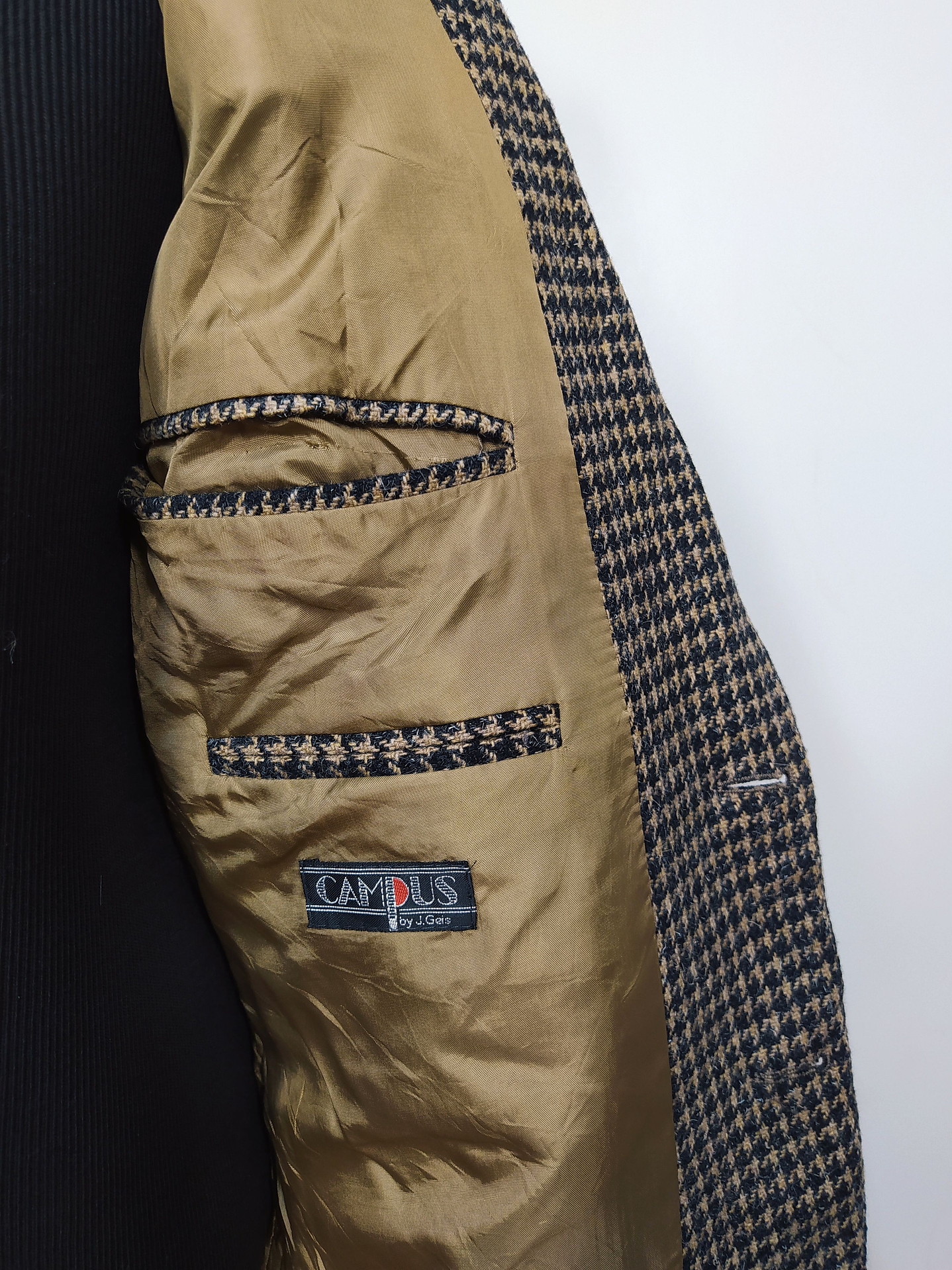 Blazer pura lana virgen Campus Pata de Gallo Café y Negro Talla XL - Código BH53 10