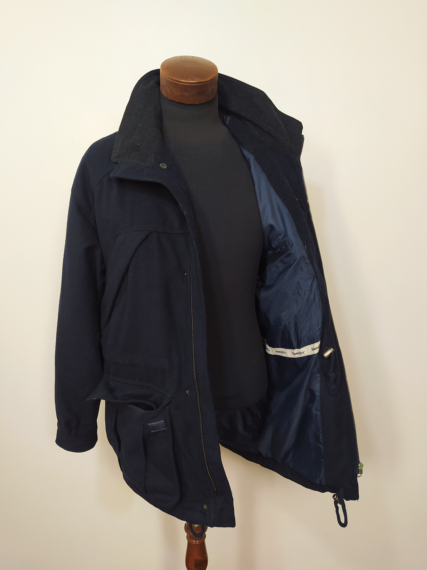 Abrigo lana hombre Simpatex impermeable azul TALLA L (C69) 8