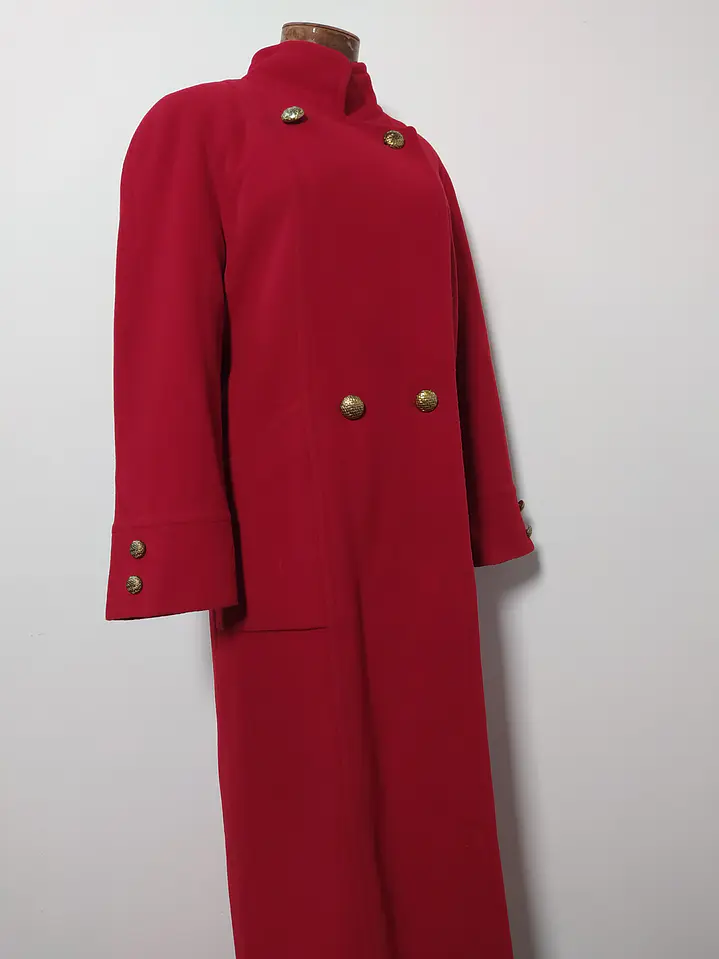 Abrigo mujer largo lana virgen cordero HOLLIS Rojo Talla ML - MM84 2