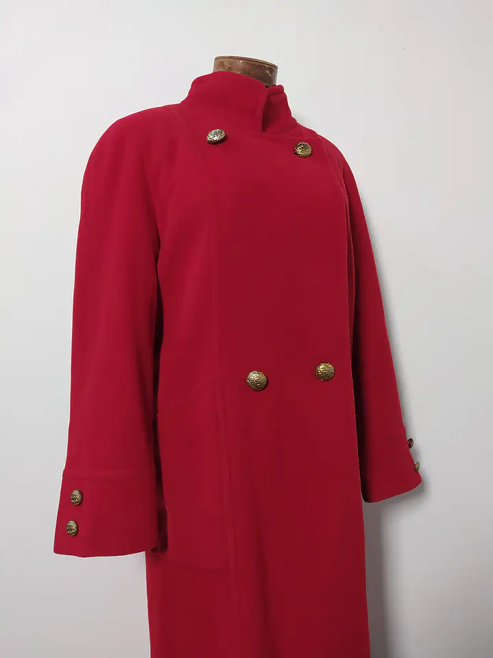 Abrigo mujer largo lana virgen cordero HOLLIS Rojo Talla ML - MM84 3