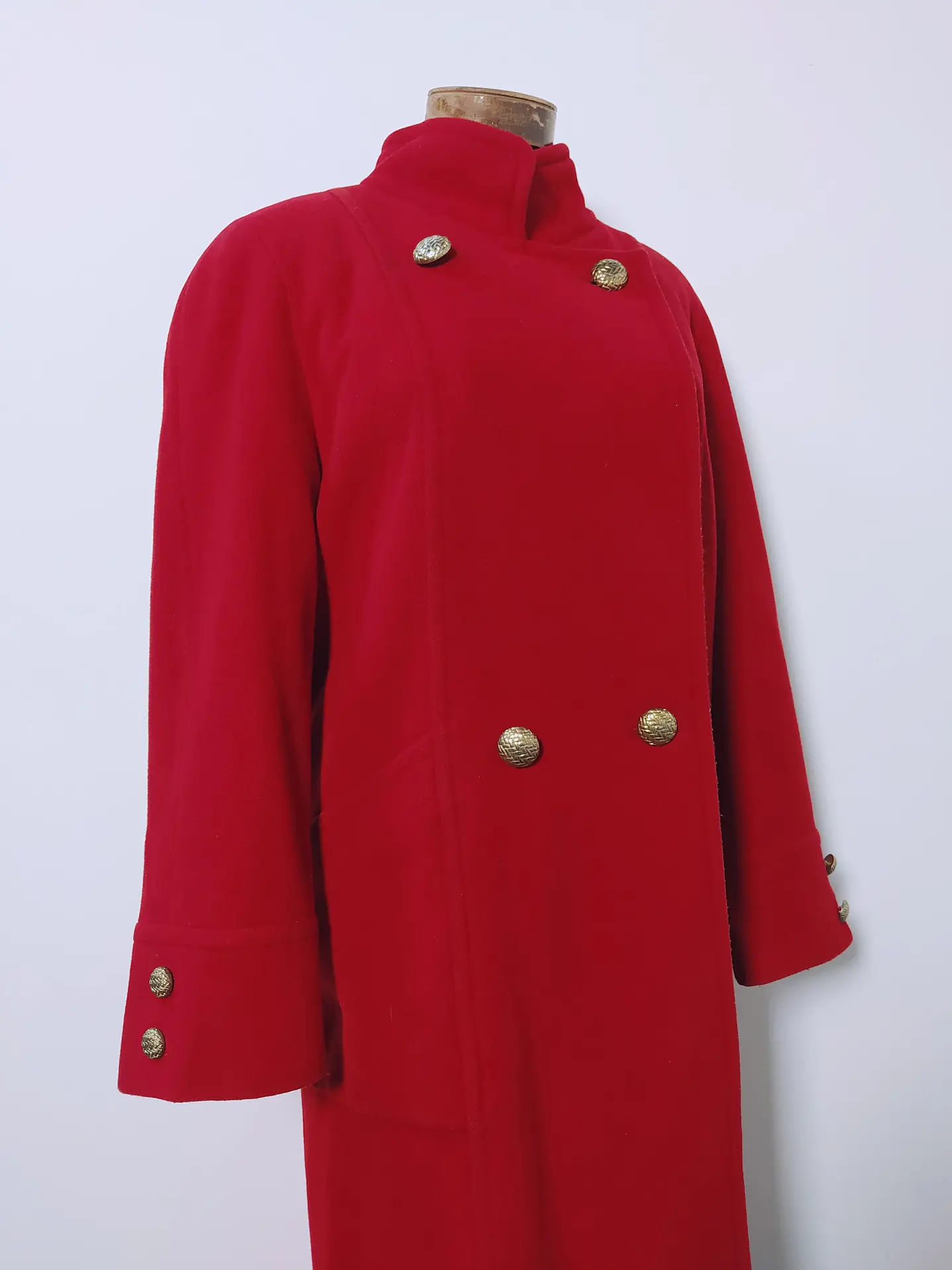 Abrigo mujer largo lana virgen cordero HOLLIS Rojo Talla ML - MM84 4