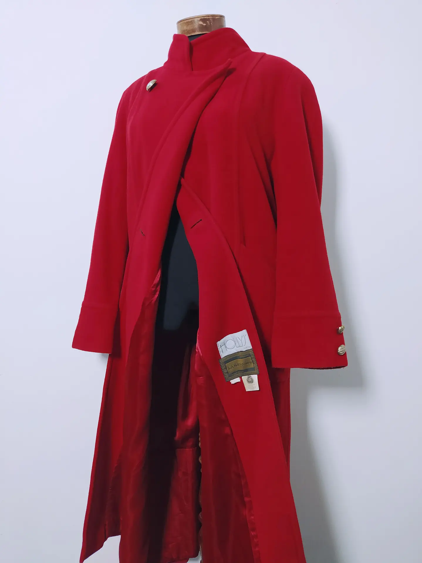 Abrigo mujer largo lana virgen cordero HOLLIS Rojo Talla ML - MM84 7