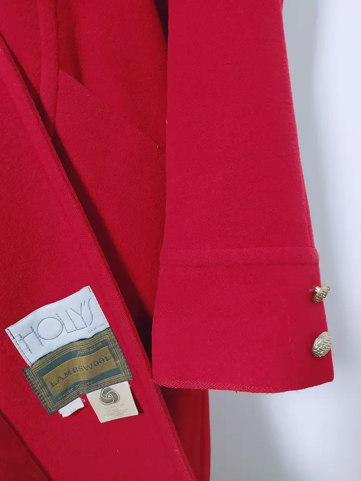 Abrigo mujer largo lana virgen cordero HOLLIS Rojo Talla ML - MM84 8