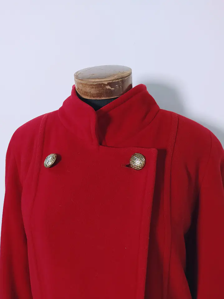 Abrigo mujer largo lana virgen cordero HOLLIS Rojo Talla ML - MM84 10