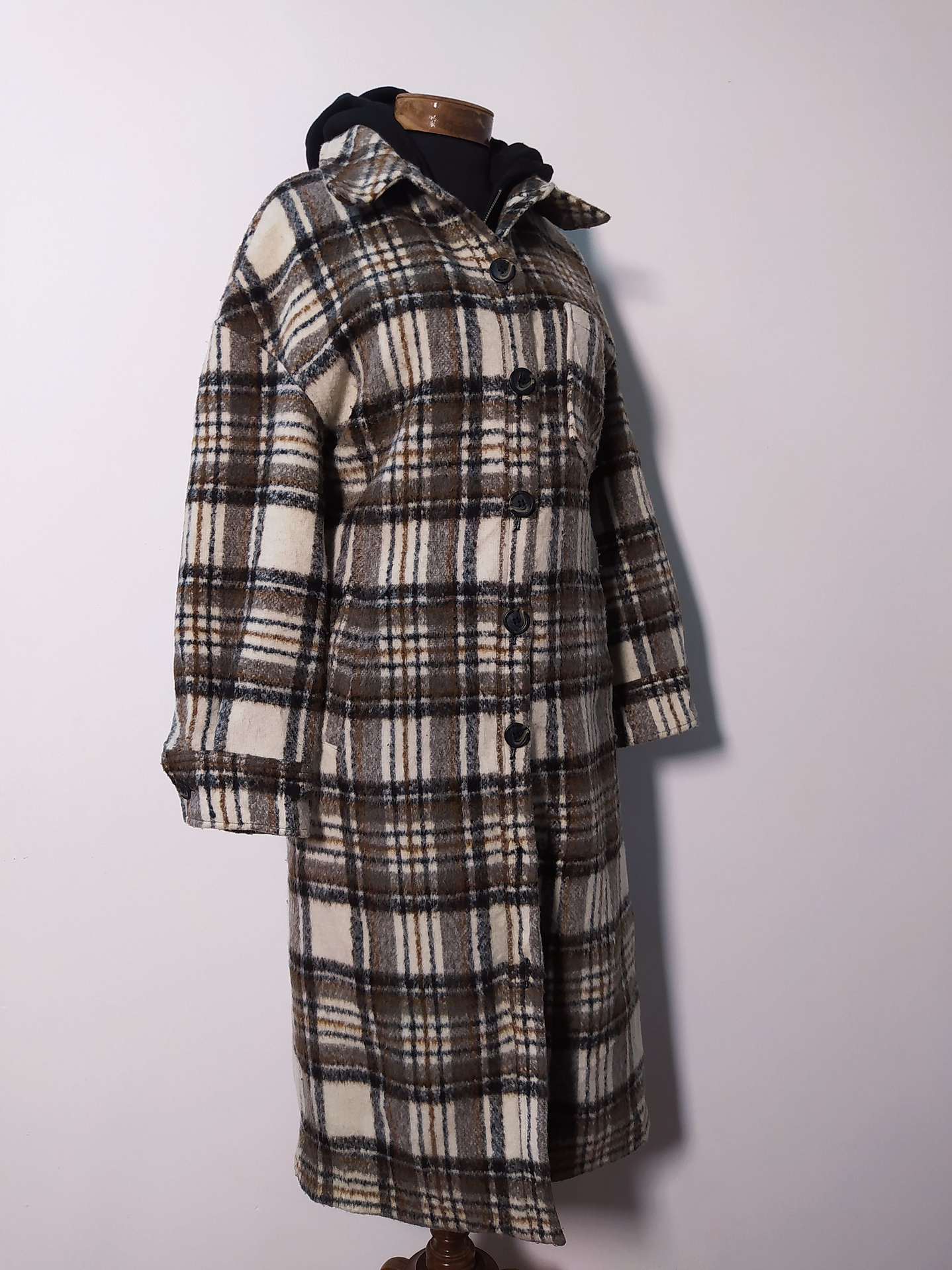 Abrigo mujer largo tipo leñadora AVS LES FILLES Escocés Talla ML - MM91 3