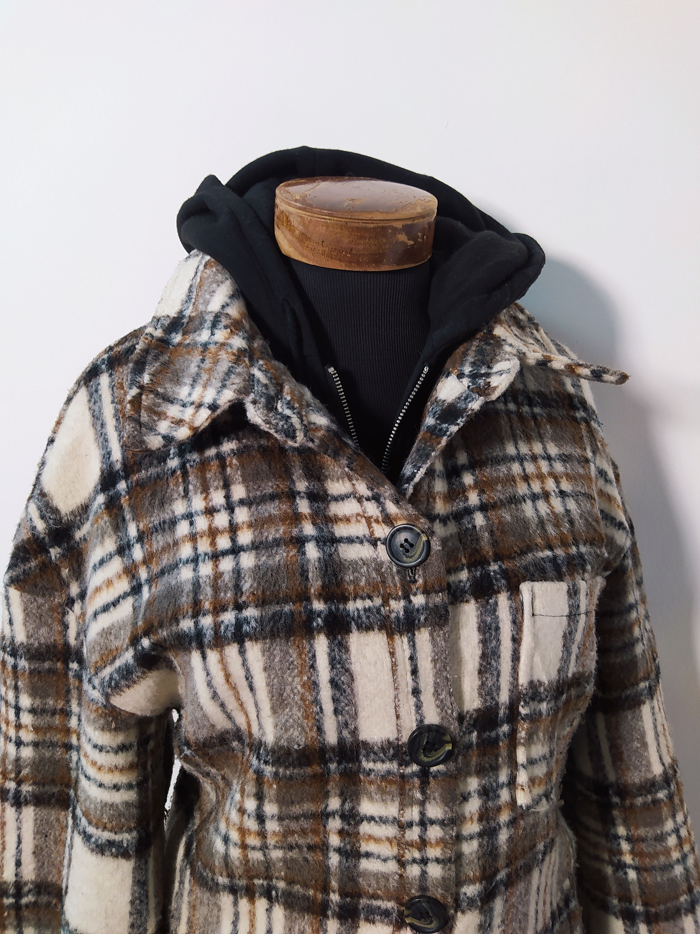 Abrigo mujer largo tipo leñadora AVS LES FILLES Escocés Talla ML - MM91 4