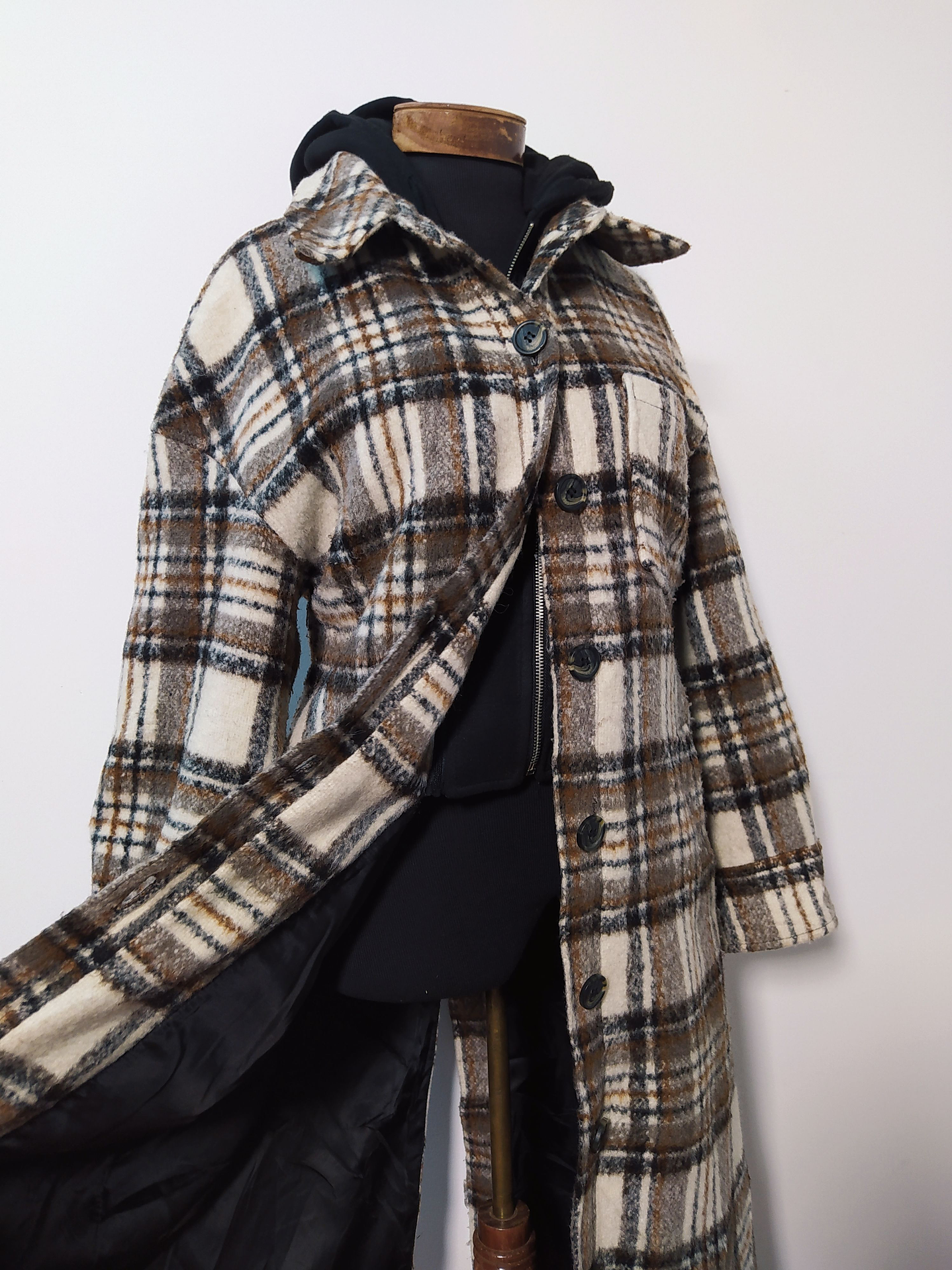 Abrigo mujer largo tipo leñadora AVS LES FILLES Escocés Talla ML - MM91 5