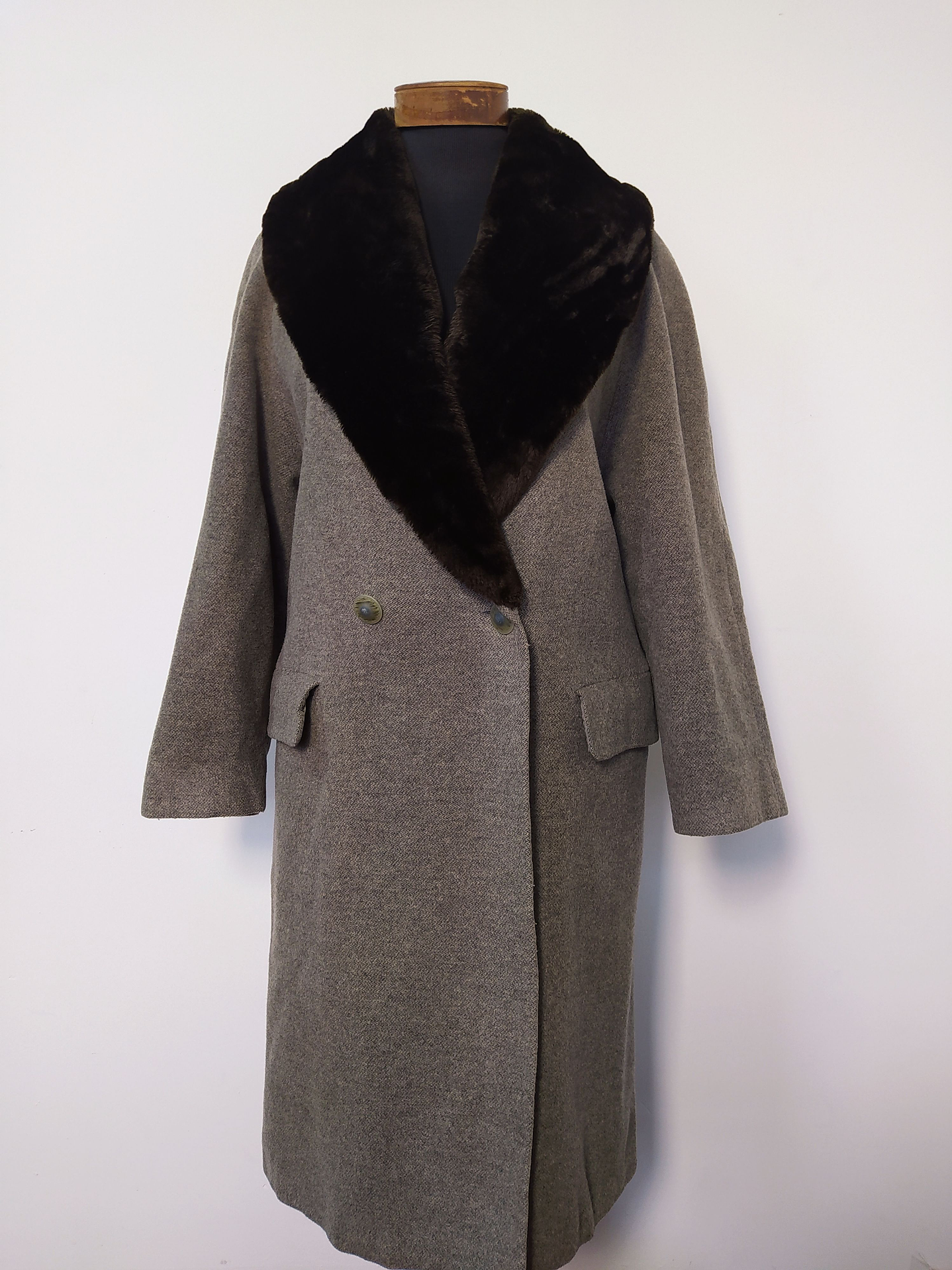 Abrigo largo mujer lana virgen con piel GIL BRET Café Talla LXL - MM55 1