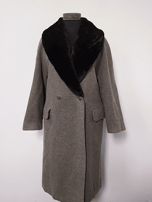 Abrigo largo mujer lana virgen con piel GIL BRET Café Talla LXL - MM55