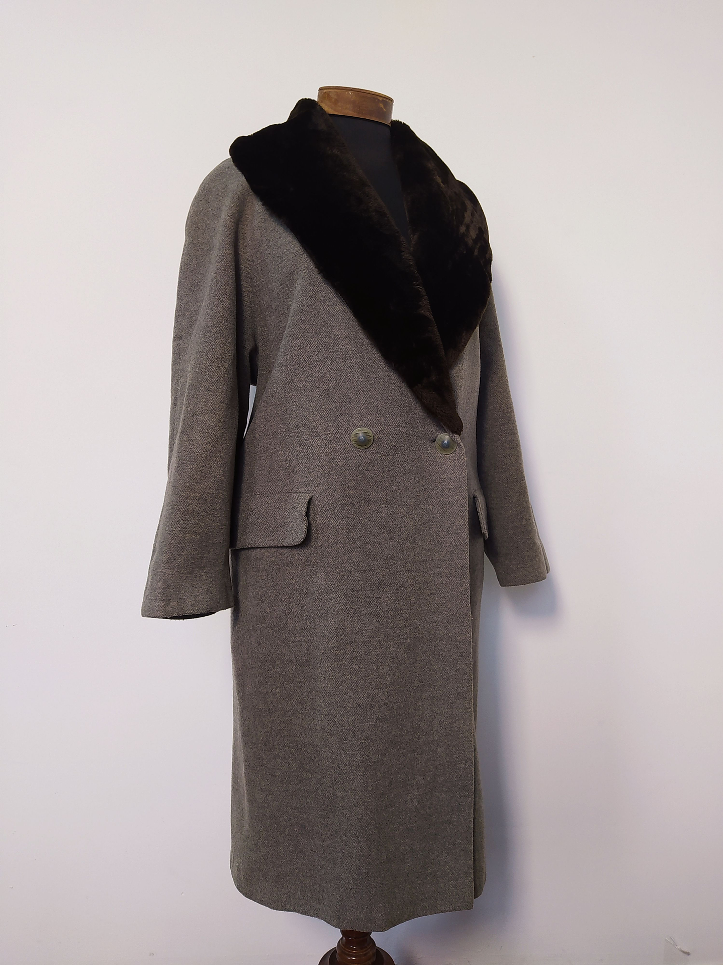 Abrigo largo mujer lana virgen con piel GIL BRET Café Talla LXL - MM55 3