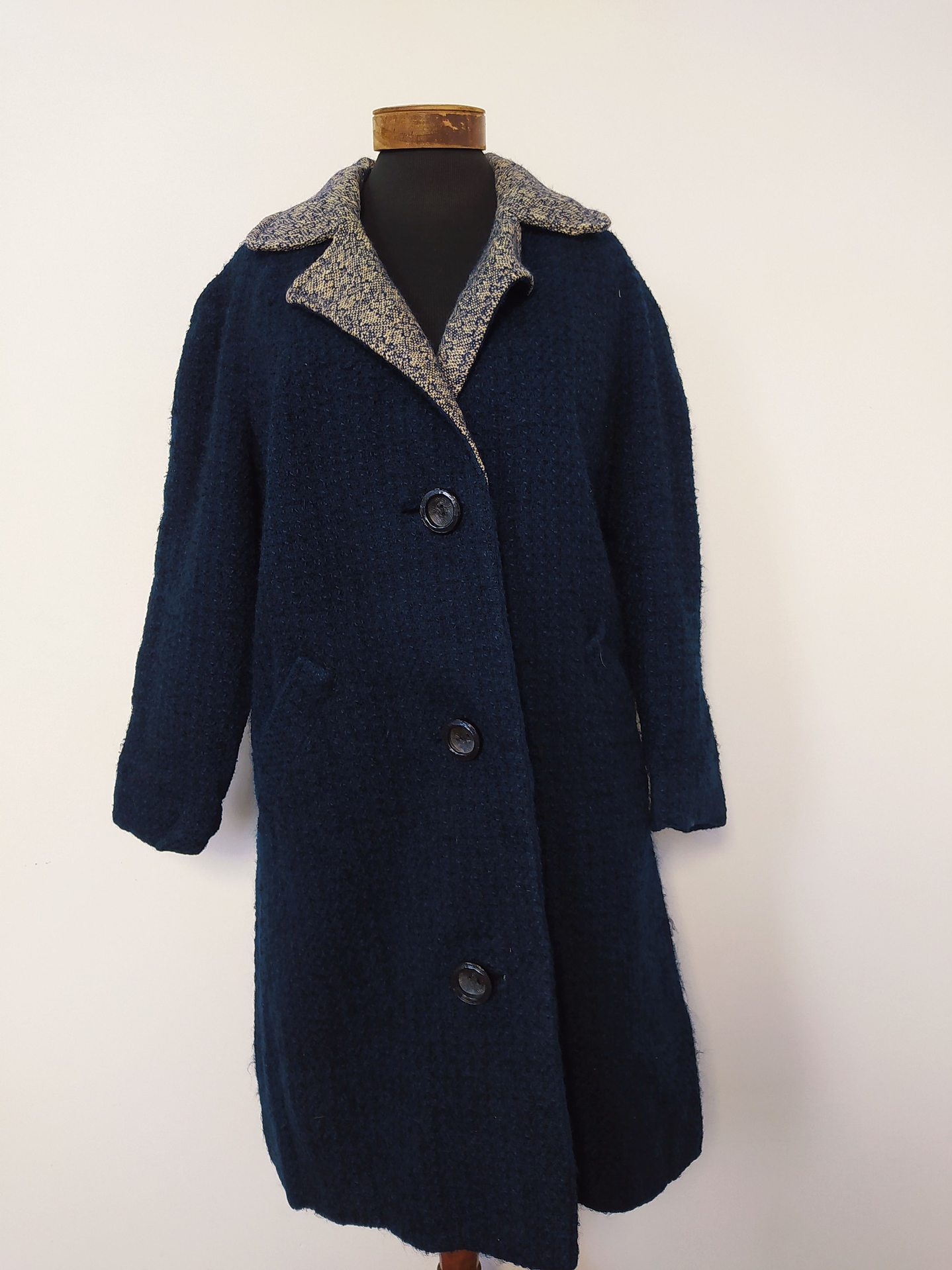 Abrigo mujer lana TEJIDO TALLA XL grueso Azul - MM66 4