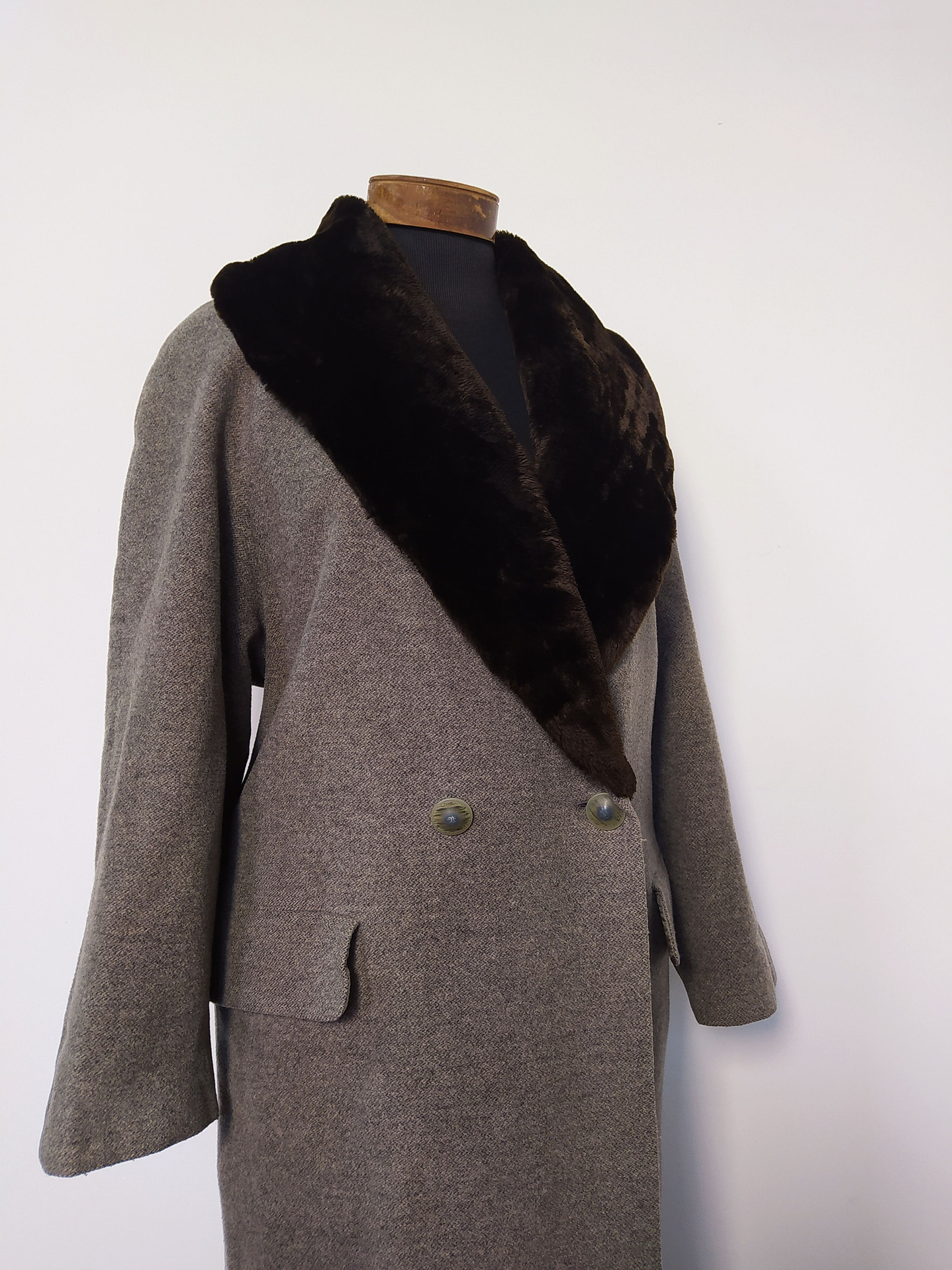 Abrigo largo mujer lana virgen con piel GIL BRET Café Talla LXL - MM55 4