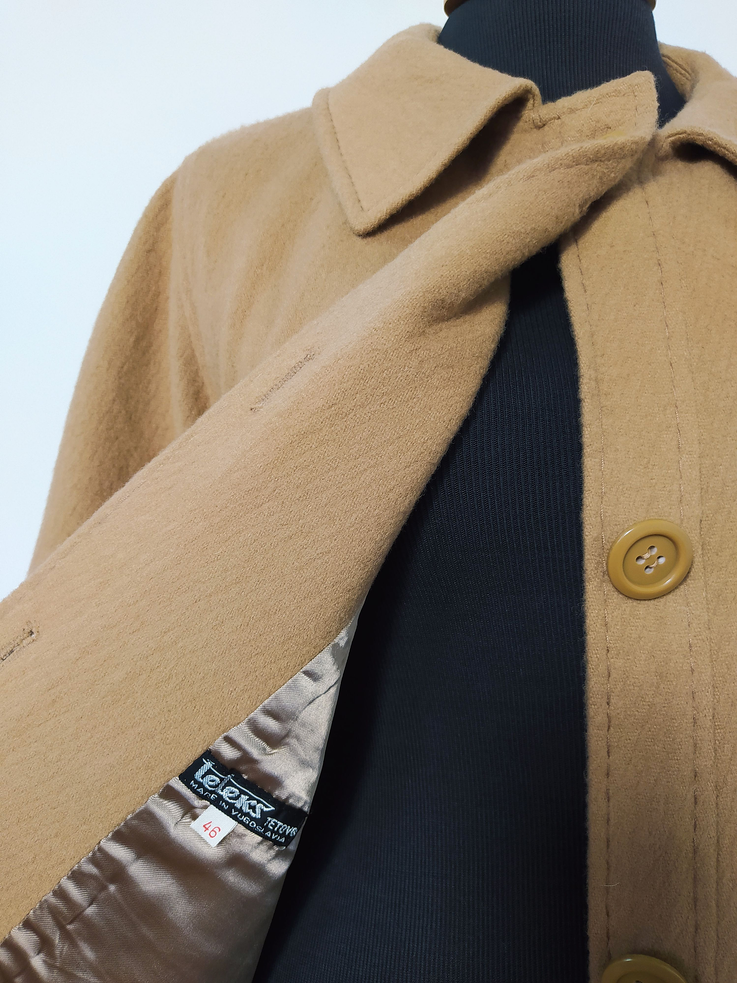 Abrigo largo mujer lana TETEKS Camel lujo Talla LXL - MM63 7