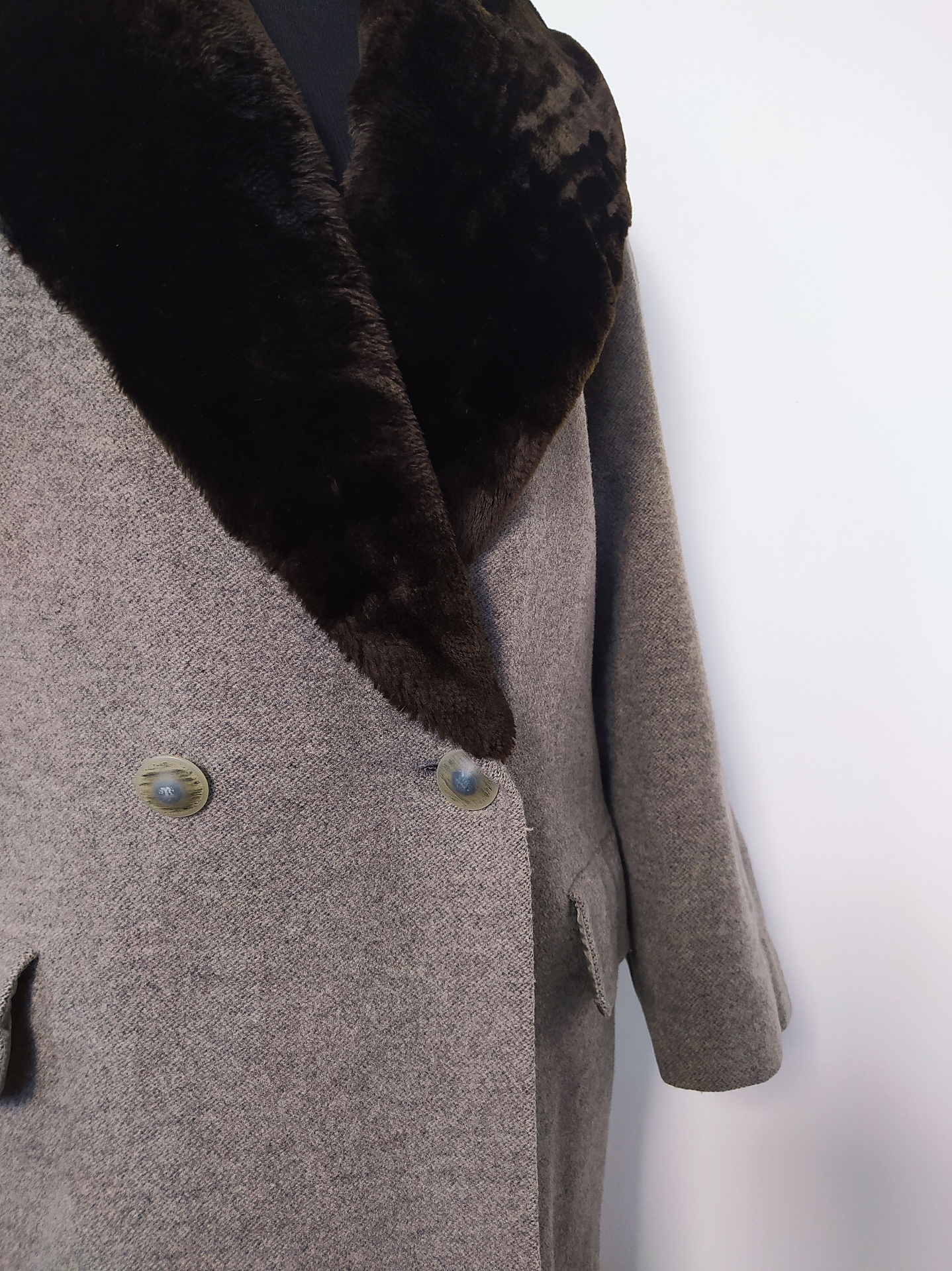 Abrigo largo mujer lana virgen con piel GIL BRET Café Talla LXL - MM55 5