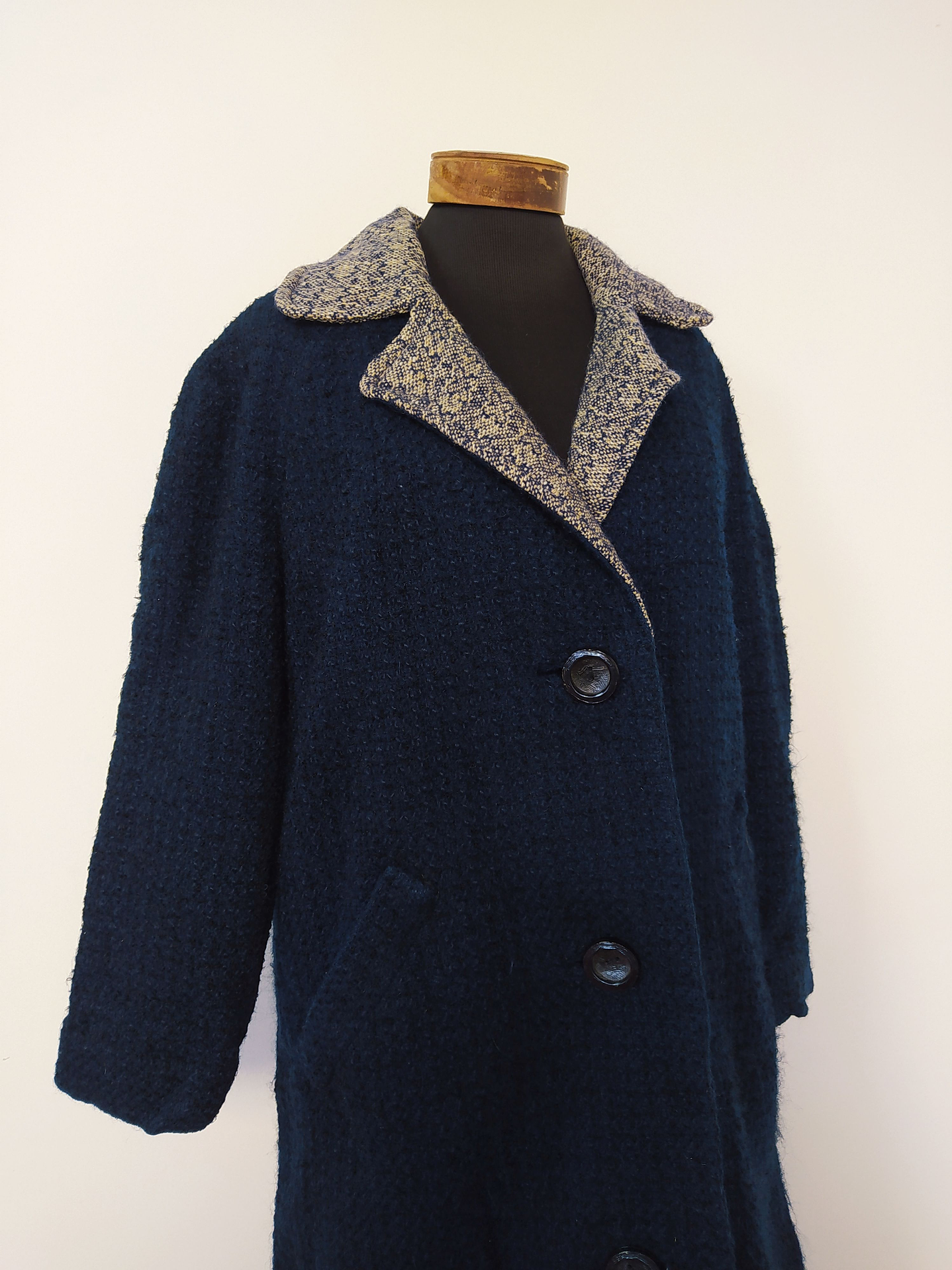 Abrigo mujer lana TEJIDO TALLA XL grueso Azul - MM66 5